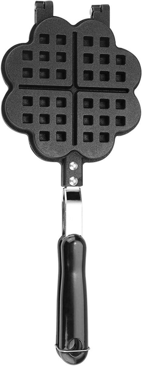 Wafelijzer - Eierwafelpan - Hartjes Bakken - Anti-aanbaklaag - 35 cm - Zwart