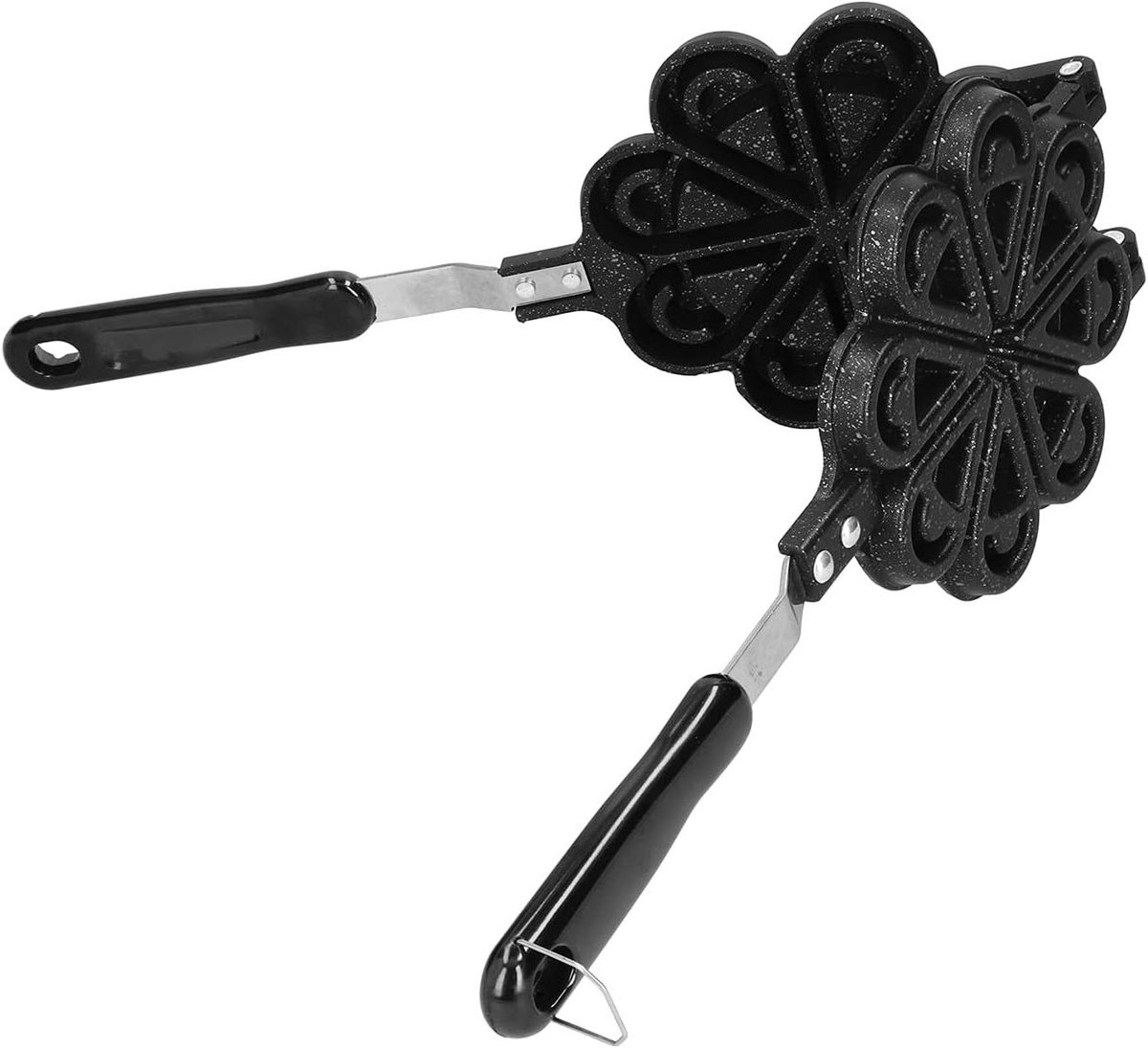 Wafelijzer Hartvorm Wafelvorm Pan Thuis Wafels Maken Antiaanbaklaag Met 2 Handgrepen Zwart