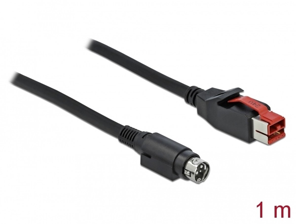 Image of Delock PoweredUSB cable male 24 V to Mini-DIN 3 pin male 1 m for POS printers and terminals
