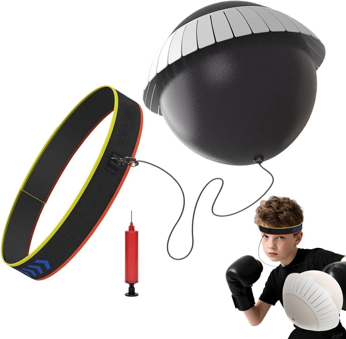 Boksbal Hoofdband - Reflex Bal - Reacties Verbeteren - Met Ventilator - Verstelbaar - Zwart