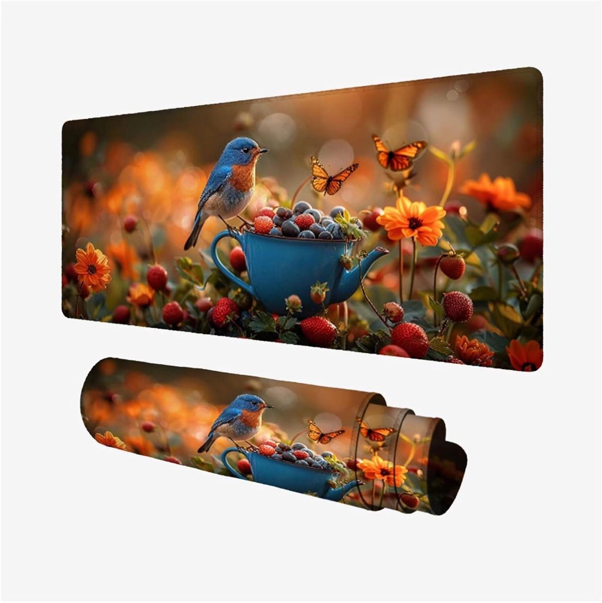 XXL Muismat - Bureauonderlegger - Gaming en Kantoor - Antislip Rubberbasis - 100x40cm - Vlinder Design