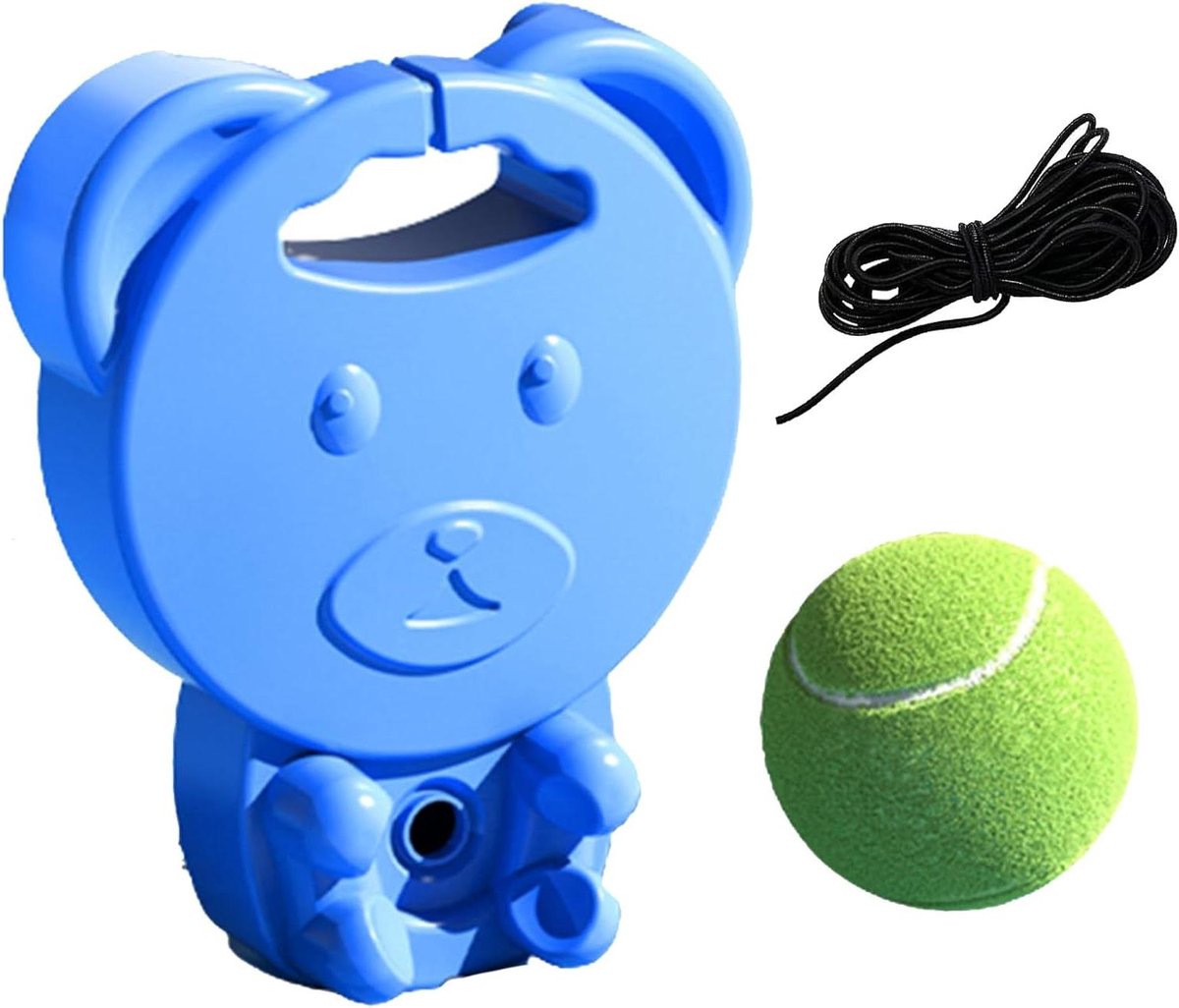 Tennistrainer met bal - Trainingsset tennis - Vaardigheden verbeteren - Uniek ringontwerp - ca. 22 x 16 cm - Blauw