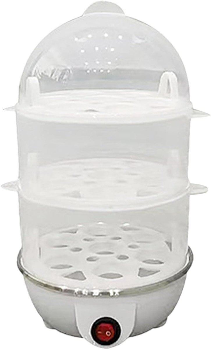 Snelle eierkoker - Stoomapparaat keuken - Eieren koken - 3 niveaus stomen - 16x16x28 cm - Wit