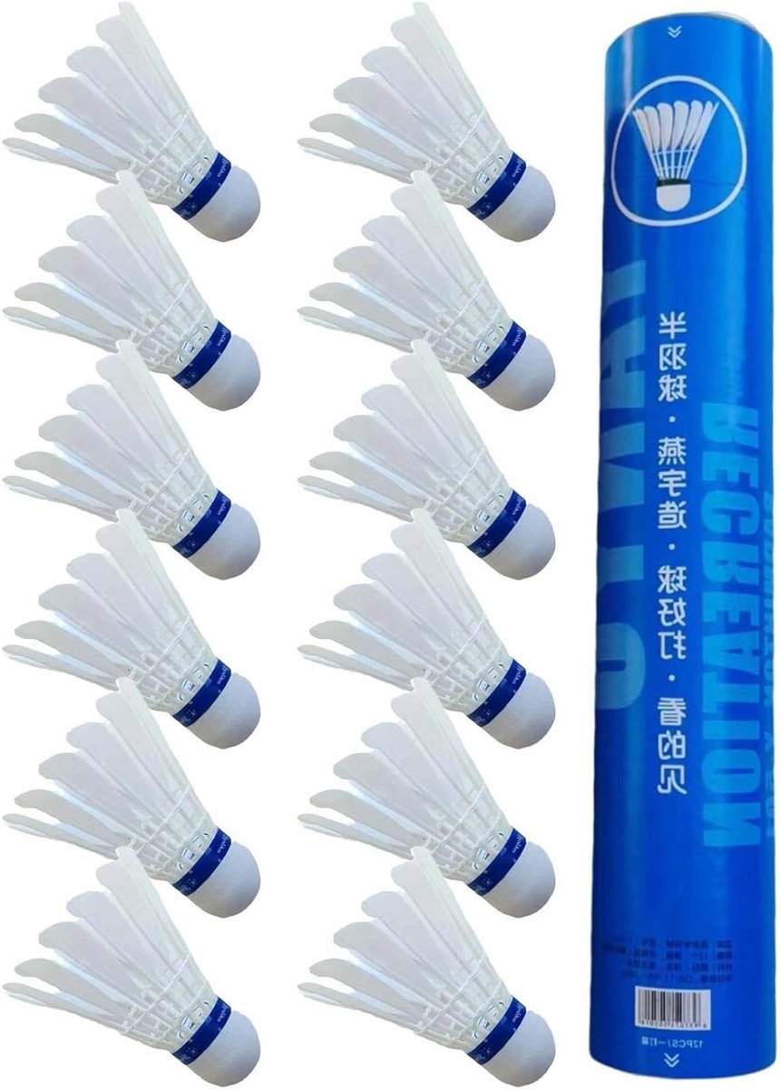 Badmintonshuttles - Trainingsballen - Sporten Buiten - Hoge Stabiliteit - 12 Stuks - Wit