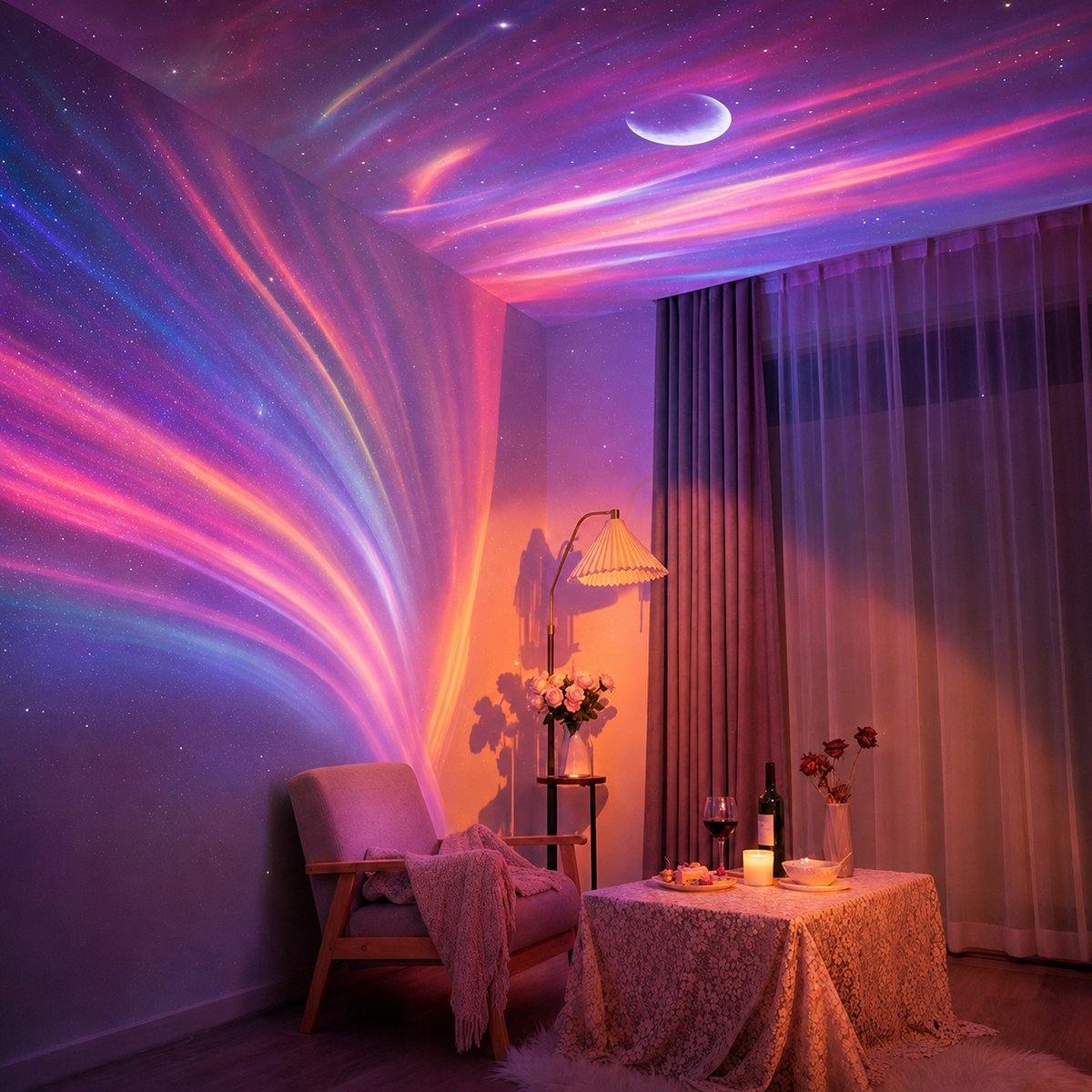 Sercano Sterrenhemel Projector – Aurora Projector met Groene Laser – 16 Kleuren – Bluetooth Speaker – 10 Geluiden & 5 Films – Timer – Met Afstandsbediening – voor Volwassenen Slaapkamer – foto 7