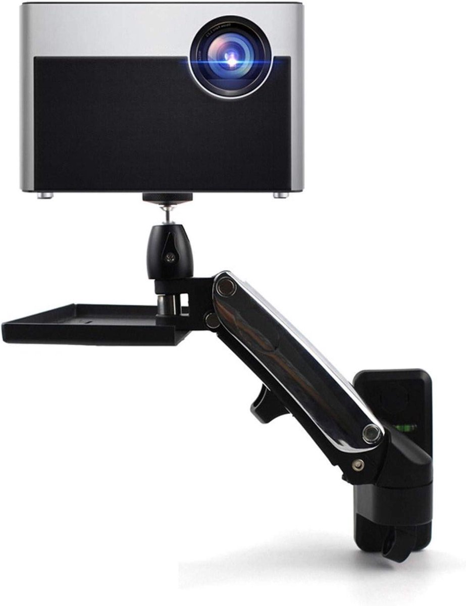 Projector Muurbeugel - Beamer Ophanging - Thuis Bioscoop - Verstelbaar Draaibaar - 180x100mm Lade - Zwart