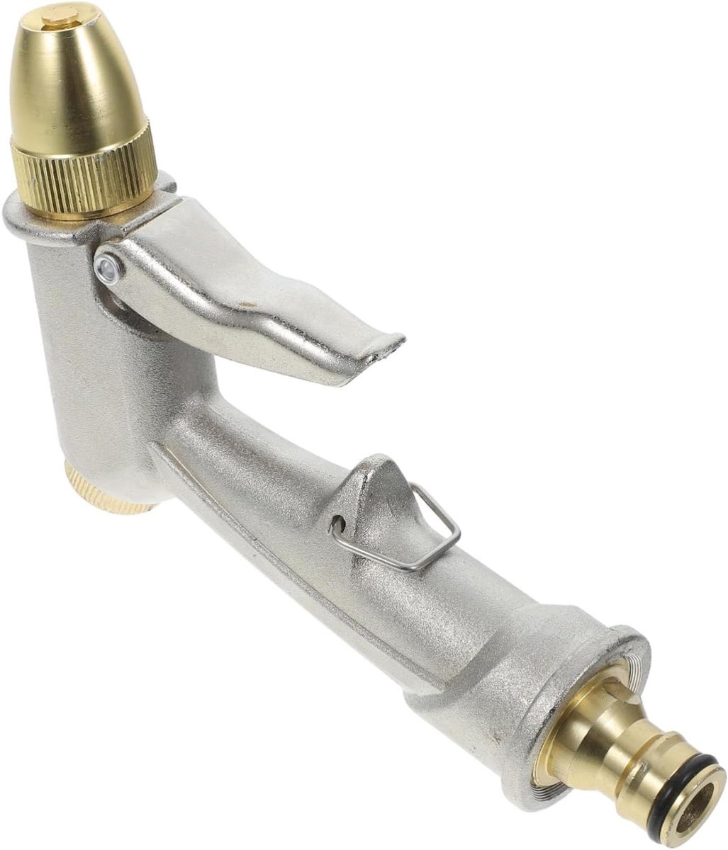 Hogedruk Waterpistool - Metalen Sproeier - Auto en Tuin - Verstelbare Straal - 18 cm Lengte - Zilver