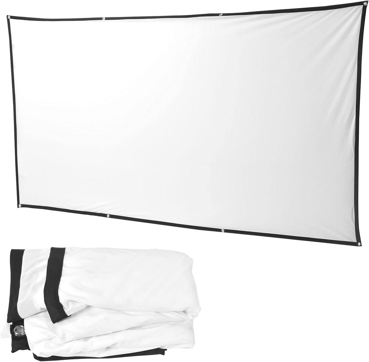 Projectiescherm - Draagbaar scherm - Thuisbioscoop maken - Kreukvrij materiaal - 150 inch - Wit