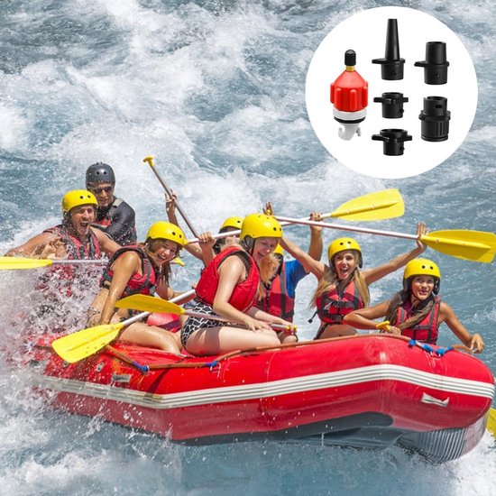 Ventiel Adapter Set - Pomp Opzetstukken - Watersport Uitrusting - Universele Compatibiliteit - 11 Delig - Rood — afbeelding 2