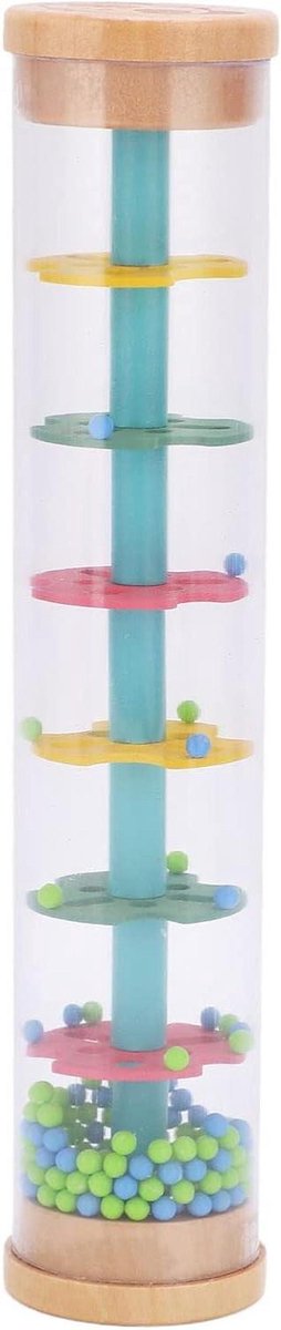 Mini Rainstick Speelgoed - Regenmaker Baby - Zintuigen Stimuleren - Kleurrijke Kralen - 21 cm - Kleurrijk
