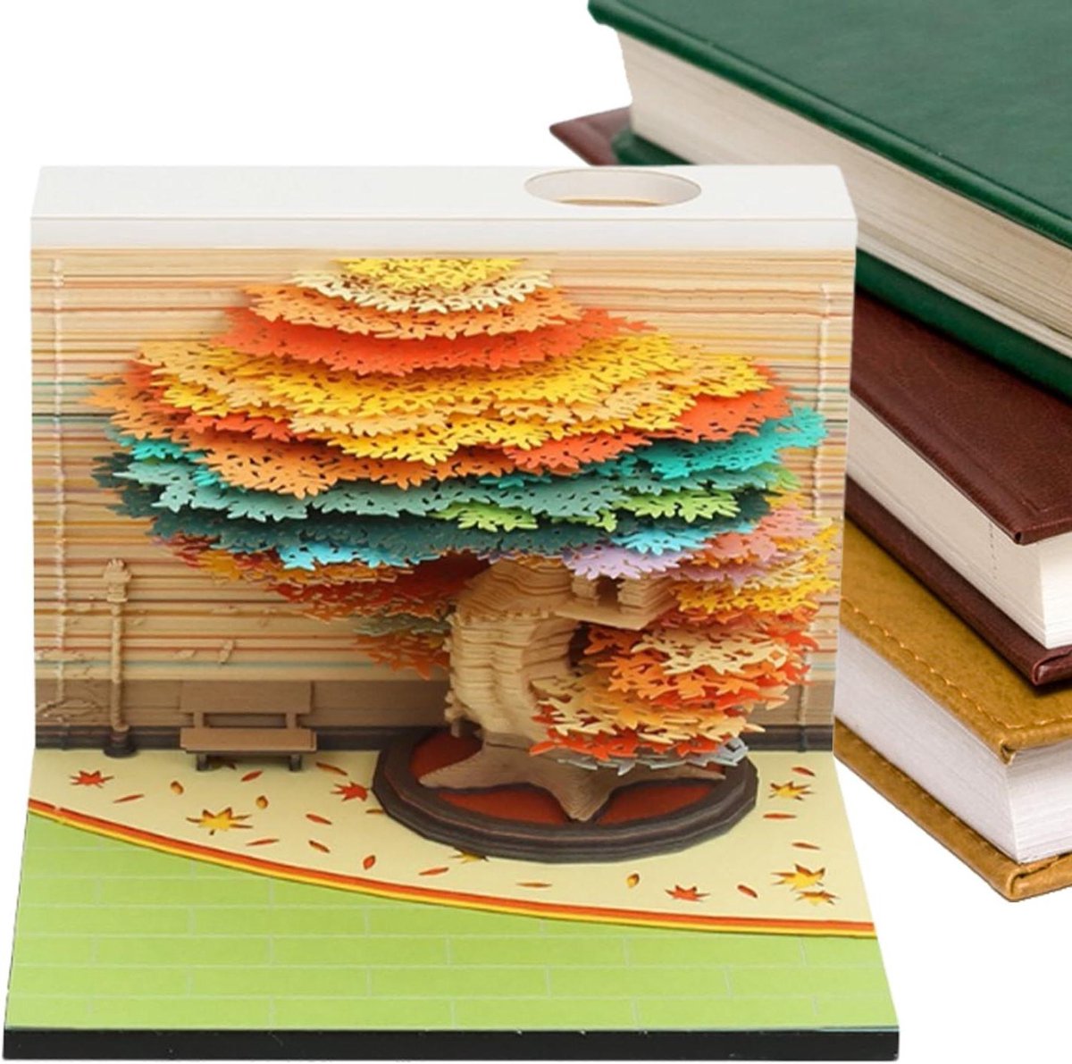 Scheurkalender 3D - Bureau Decoratie - Jaar Plannen - Papieren Sculptuur - 8.5 x 8.5 cm - Veelkleurig