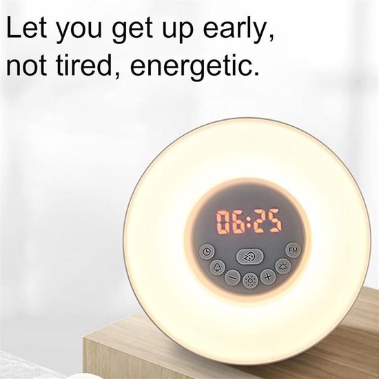 Slimme Wekker - Nachtlamp Digitale Klok - Rustig Wakker Worden - Zonsopkomst Simulatie - Extra Groot Display - Wit — afbeelding 5
