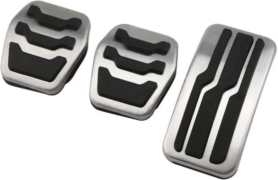 Pedaalhoezen Auto - Rvs Covers - Verbeterde Grip - Antislip Rubber - Set van 3 - Zilver Zwart — afbeelding 5