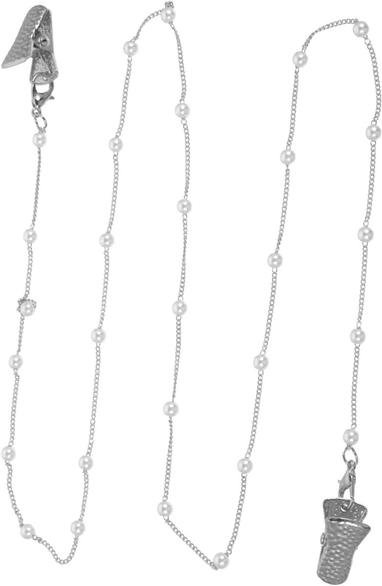 Masker Ketting - Brillen Lanyard - Veilig Dragen - Met Pareldecoratie - 71 cm - Parelmoer