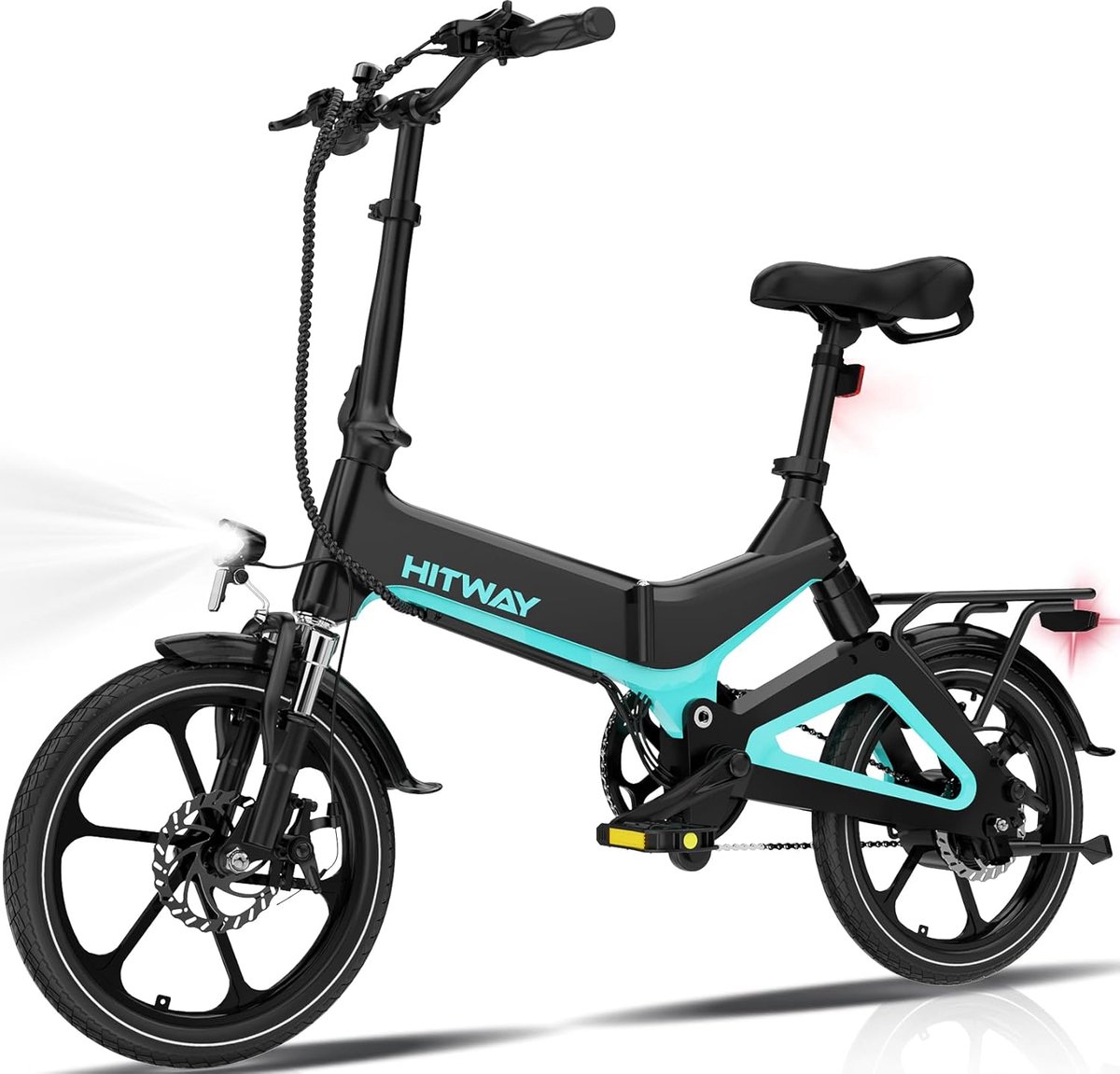 Bol.com Hitway Elektrische Fiets BK2 - Trendy 16 Inch City Commuter EBike met Afneembare 36V 7.8Ah Lithium Batterij - Opvouwbaar... aanbieding