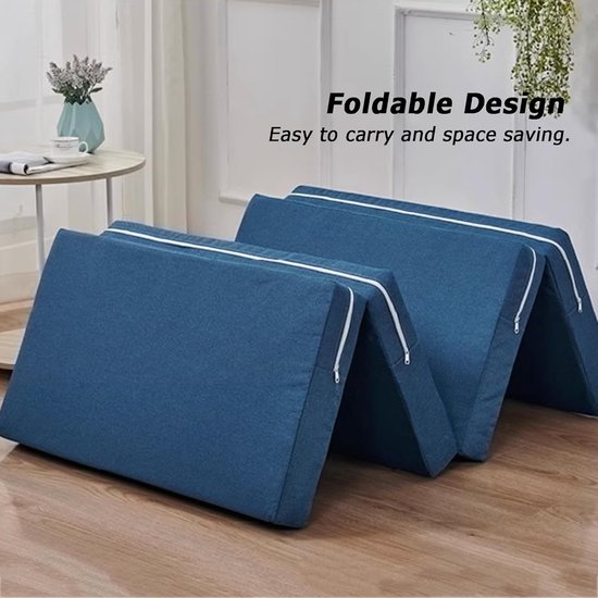 Opvouwbare Matras - Gastenbed - Extra Slaapruimte - Afneembare Hoes - 200x60x5cm - Grijs — afbeelding 2