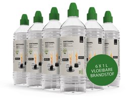 höfats Bio-ethanol vloeibare brandstof 6pack Rook- en roetvrij ethanol - Accessoires voor SPIN met biobrander, tafelhaard, tafelkachel, voor binnen en buiten