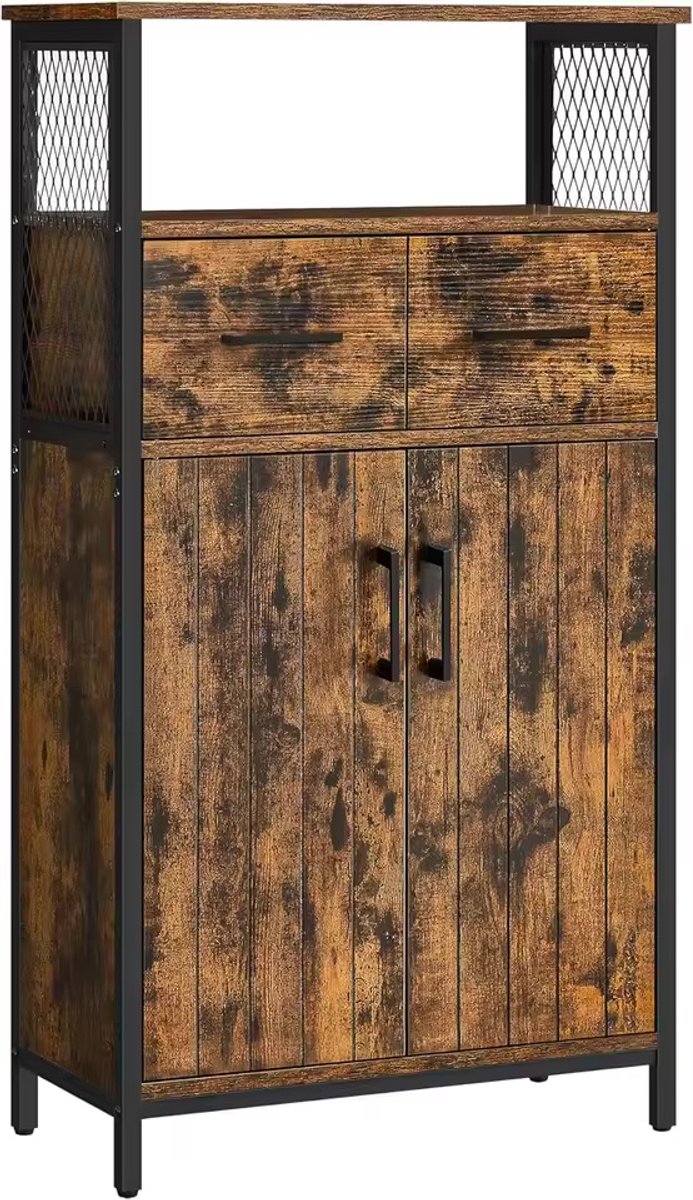 HHHK - Opbergkast - Schoenenkast - Dressoir - Wandkast - 30x60x108cm - Bruin Zwart - Metaa