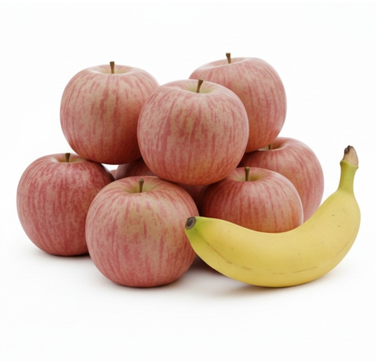 Bellatio Design Kunstfruit Banaan en Appels - decoratie - kunststof - real touch - fruit Geel