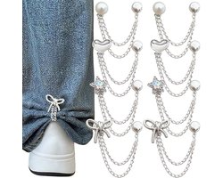 4 Paar Verstelbare Broekspijpclips - Broekklem - Vest Ketting - Kleding Clip - Antislip Vaste Gesp - Multifunctionele Kledingclips - Wasknijpers - Geschikt Voor Het Vastzetten Van Lange Jeans, Pijpen, Manchetten En Knopen