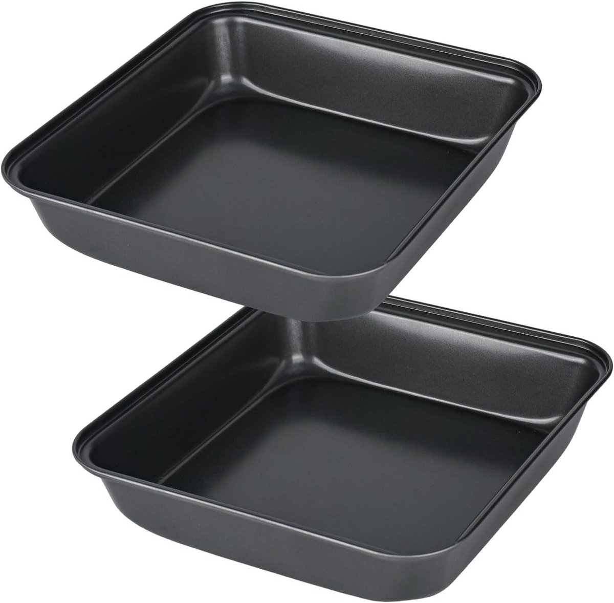 SnelShoppen - Bakvorm Set van 2, 22 x 22 x 5 cm, RVS, Vierkant, Antiaanbaklaag, Geschikt voor Lasagne, Casserole of Taart, Makkelijk Schoon te Maken