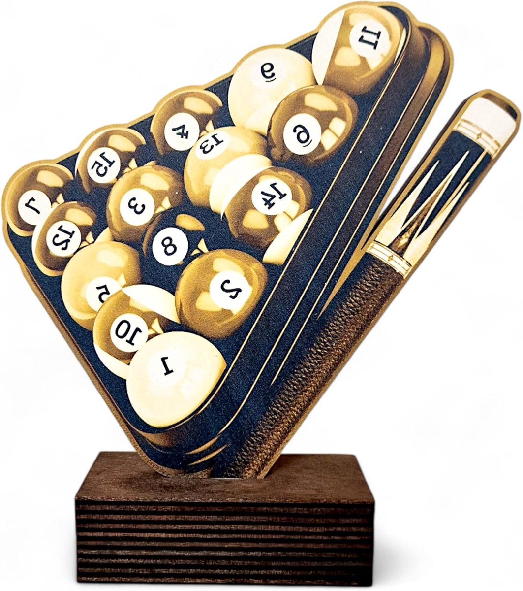 Houten Trofee - Houten Award - Prijsuitreiking - Klassiek Design - 175mm - Goud