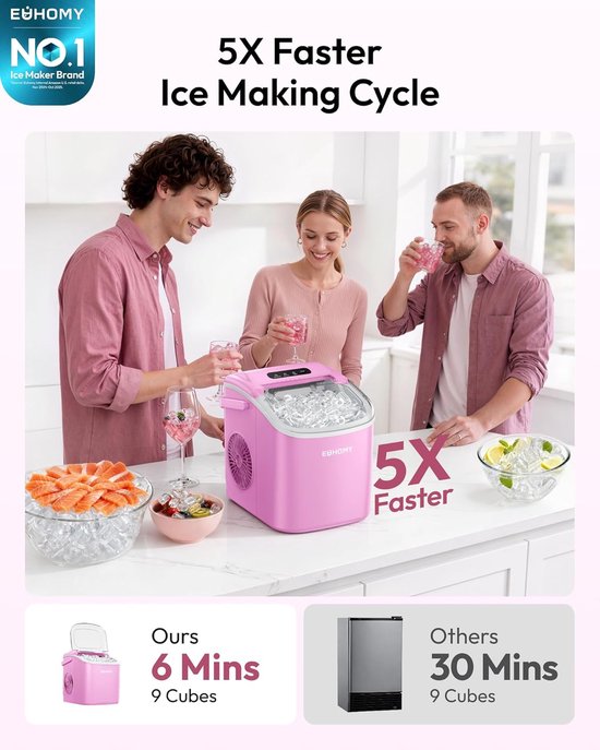 IJsblokjesmachine met handvat - IJsmaker - Snelle IJsbereiding - Zelfreinigende Functie - 118 kg per dag - Zilver — afbeelding 4