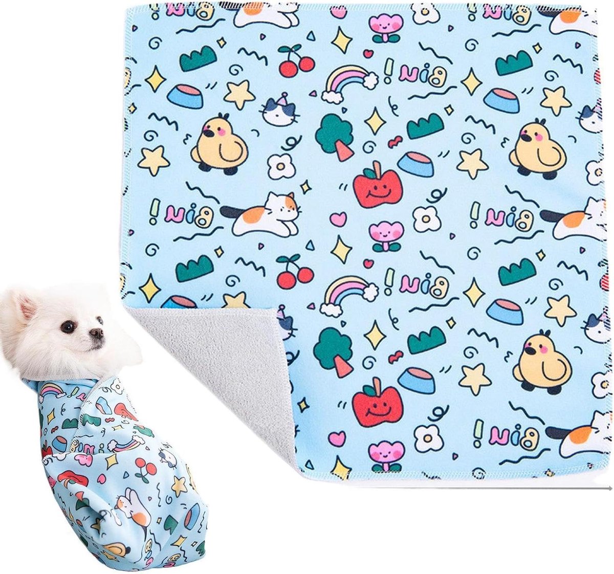 Kattenwikkel voor vachtverzorging - Kattendeken verzorging - Nagels knippen - Krasbestendige stof - 70 x 70 cm - Grijs