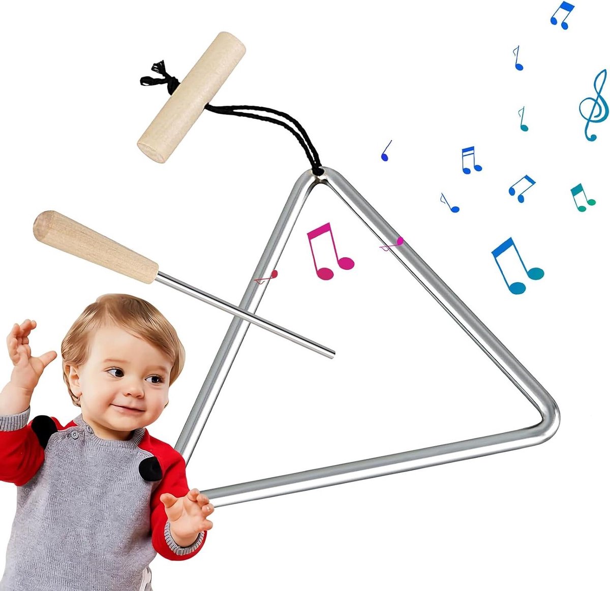 Stalen Driehoek Instrument - Muziek Percussie Klok - Ritme Leren - Perfecte Geluidskwaliteit - 6 Inch - Zilver