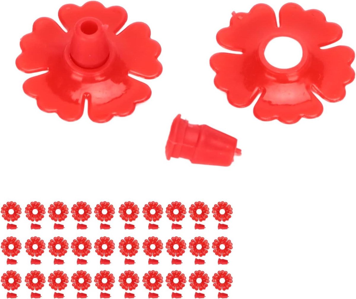 Vervangende Bloemen Kolibrievoeder - Bloemdelen Voederhuis - Vogels Voeren - Universele Compatibiliteit - 30 Stuks - Rood