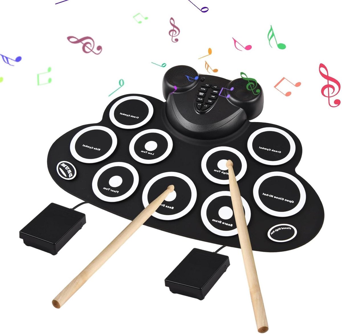 Elektronisch Drumstel - Handrol Drumset - Muziek Maken - Ingebouwde Luidsprekers - 44 x 30 cm - Zwart