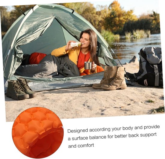 Luchtbed Slaapmat - Kampeer mat - Buiten slapen - Lichtgewicht en compact - 192x58x6cm - Oranje — afbeelding 3