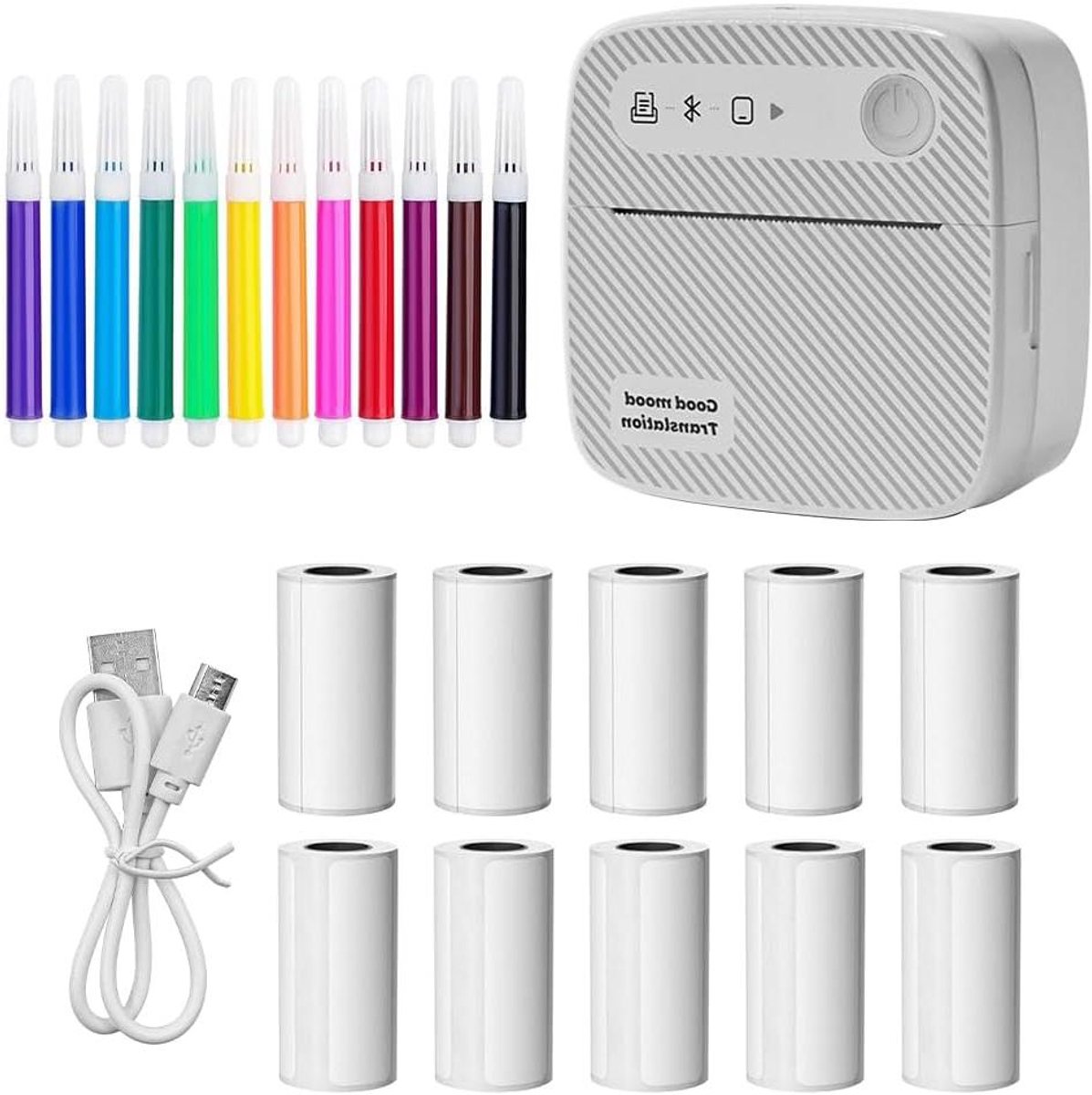 Mini Printer - Sticker Printer - Foto's Afdrukken - Inktvrij Printen - 10x10x10 cm - Wit