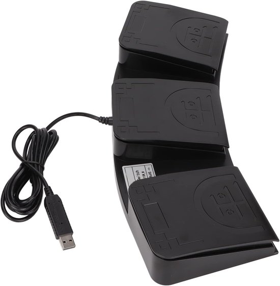 Voetpedaal Controller - Programmeerbaar Toetsenbord - Spelbesturing Aanpassen - Drie Programmeerbare Toetsen - USB Aansluiting - Zwart — afbeelding 4