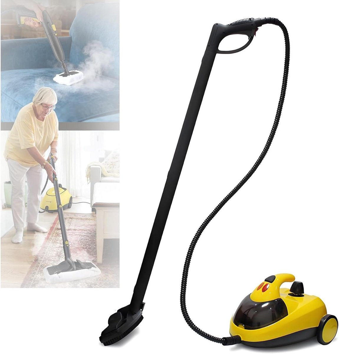 Handstoomreiniger - Draagbare Reiniger - Dieptereiniging Huis - 15L Watertank - 1500W Vermogen - Geel