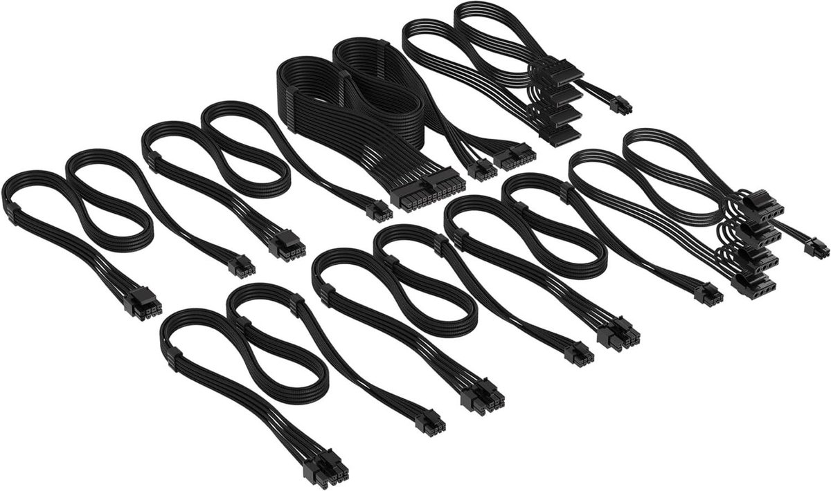 PSU Kabel Set - Modulaire Kabels - Pc Bouwen - Drievoudige Paracord Omhulling - Type 5 - Zwart