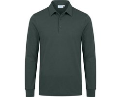 Vercate - Heren Polo Lange Mouw - Strijkvrij Poloshirt - Groen - Turquoise - Slim Fit - Excellent Katoen - Maat XXL