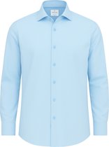 Vercate - Strijkvrij Overhemd - Lichtblauw - Blauw - Regular Fit - Bamboe Katoen - Lange Mouw - Heren - Maat 38/S