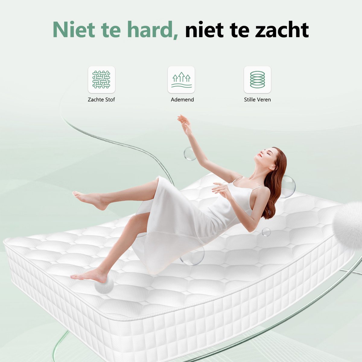 Saikefy Matras 160x200 tweepersoons - 22cm - Pocketvering Matras - 7-Zones - Orthopedisch - Afritsbaar en wasbaar hoeslaken - Anti-Allergie - Traagschuim - Gemiddelde Stevigheid — afbeelding 6