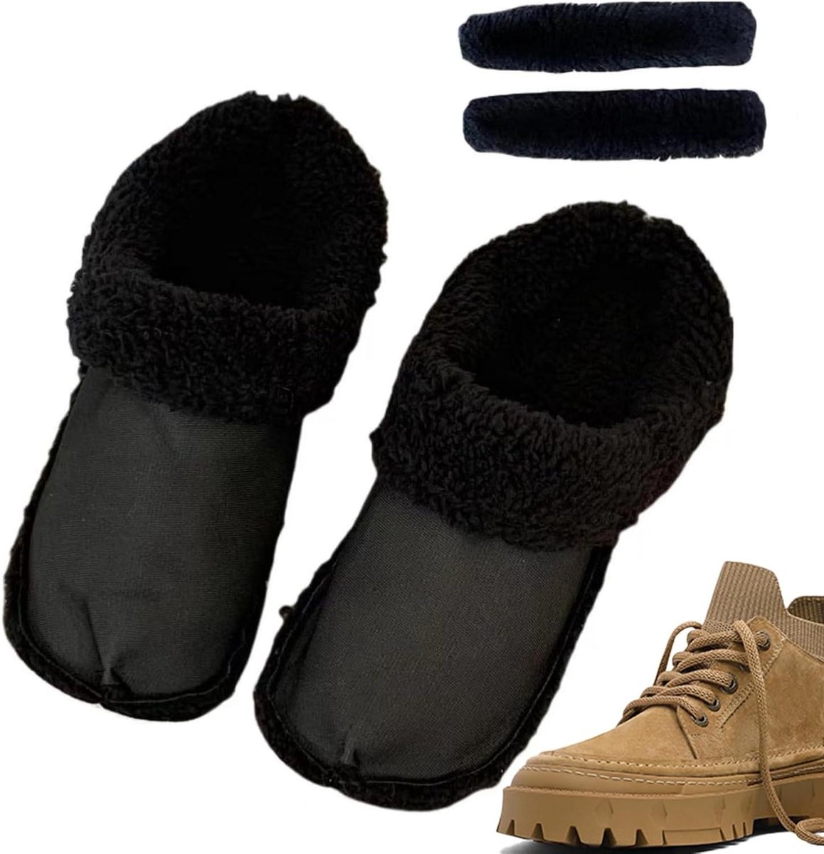 Binnenzolen Pluche - Voering Schoenen - Warmte Comfort - Extra Demping - 1 Paar - Wit Zwart