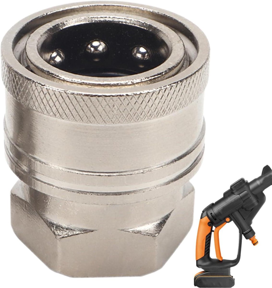 Hogedrukreiniger Adapter - Slangaansluiting Sproeier - Grondig Reinigen - Veilige Kogelverbinding - 5 x 5 x 3 cm - Zwart