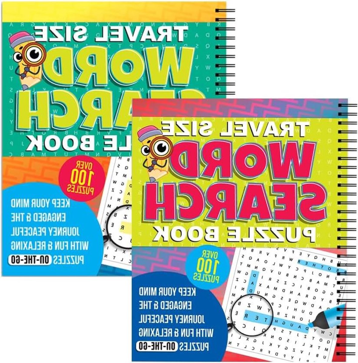 Woordzoek Puzzel Boeken - Reis Puzzels - Ontspanning Onderweg - Set van 2 - A5 Formaat - Veelkleurig