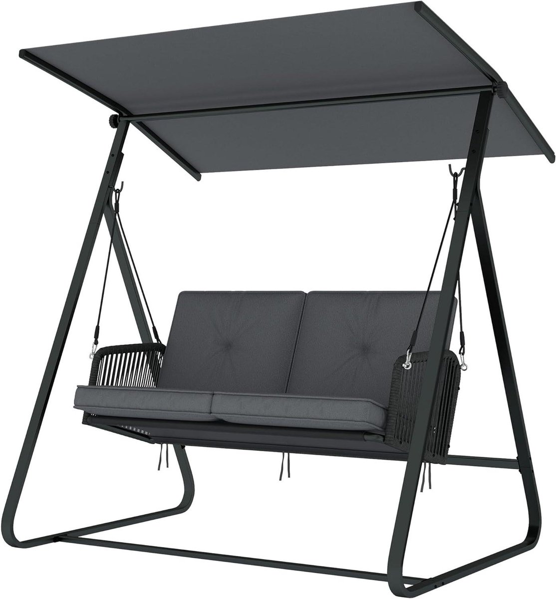 Tuinschommelbank - Buitenbank - Ontspannen Buiten - Verstelbaar Dak - 150 x 128 x 168 cm - Donkergrijs