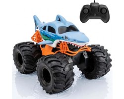 Amfibische Afstandsbediening Auto - Monster Truck Boot - Spelen op Land en Water - 4WD Met Haai Design
