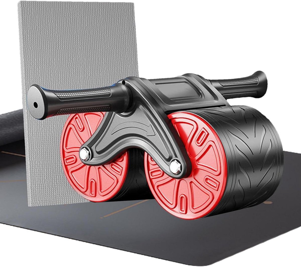 Buikspierwiel - Core Trainer - Thuis Krachttraining - Automatische Rebound - 14 cm Hoog - Vlam Rood
