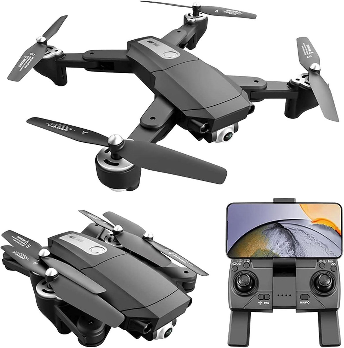 Drone met Camera - RC Vliegtuig - Luchtfotografie Maken - GPS Smart Return - 3000m Bereik - Zwart