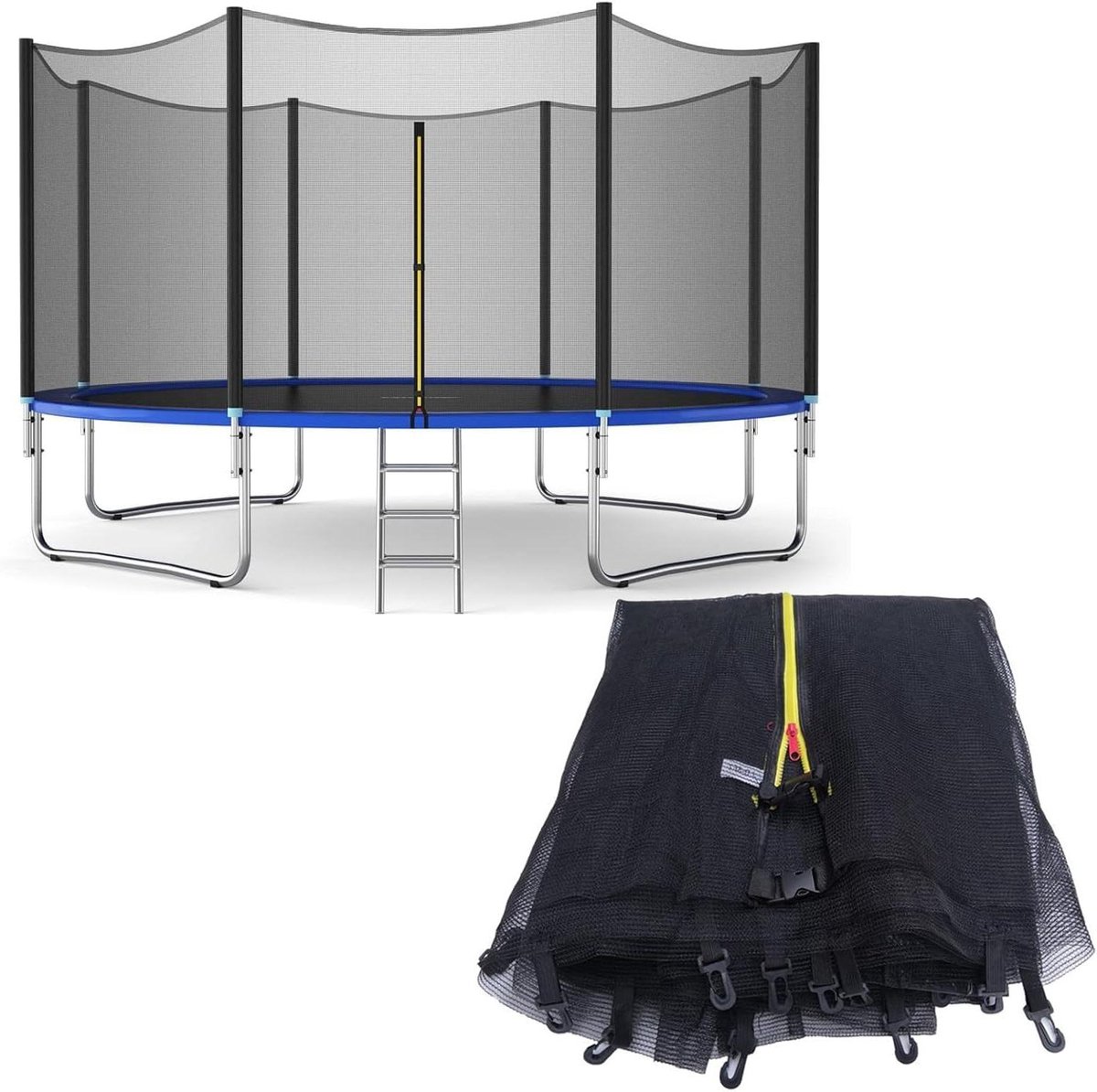 Vervangend Veiligheidsnet - Trampoline Omheining - Buiten Spelen - Fijn Geweven PE - 8 FT - Zwart