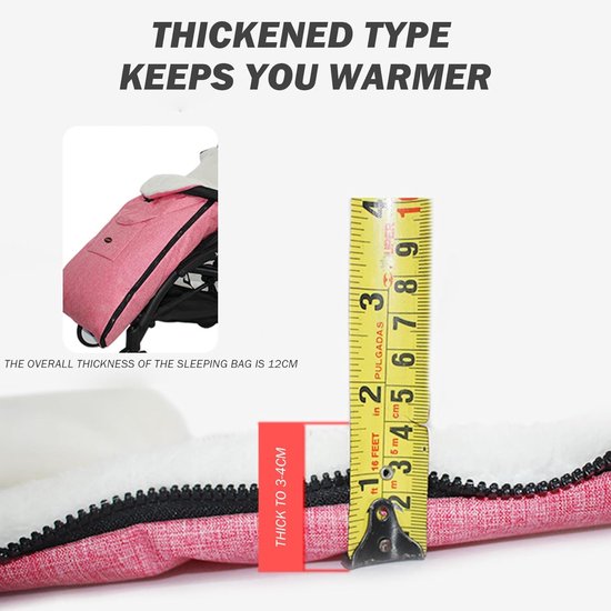 Kinderwagen Voetenzak - Warme Slaapzak - Winterse Uitjes - Pluche Voering - 93x43 cm - roze — afbeelding 5