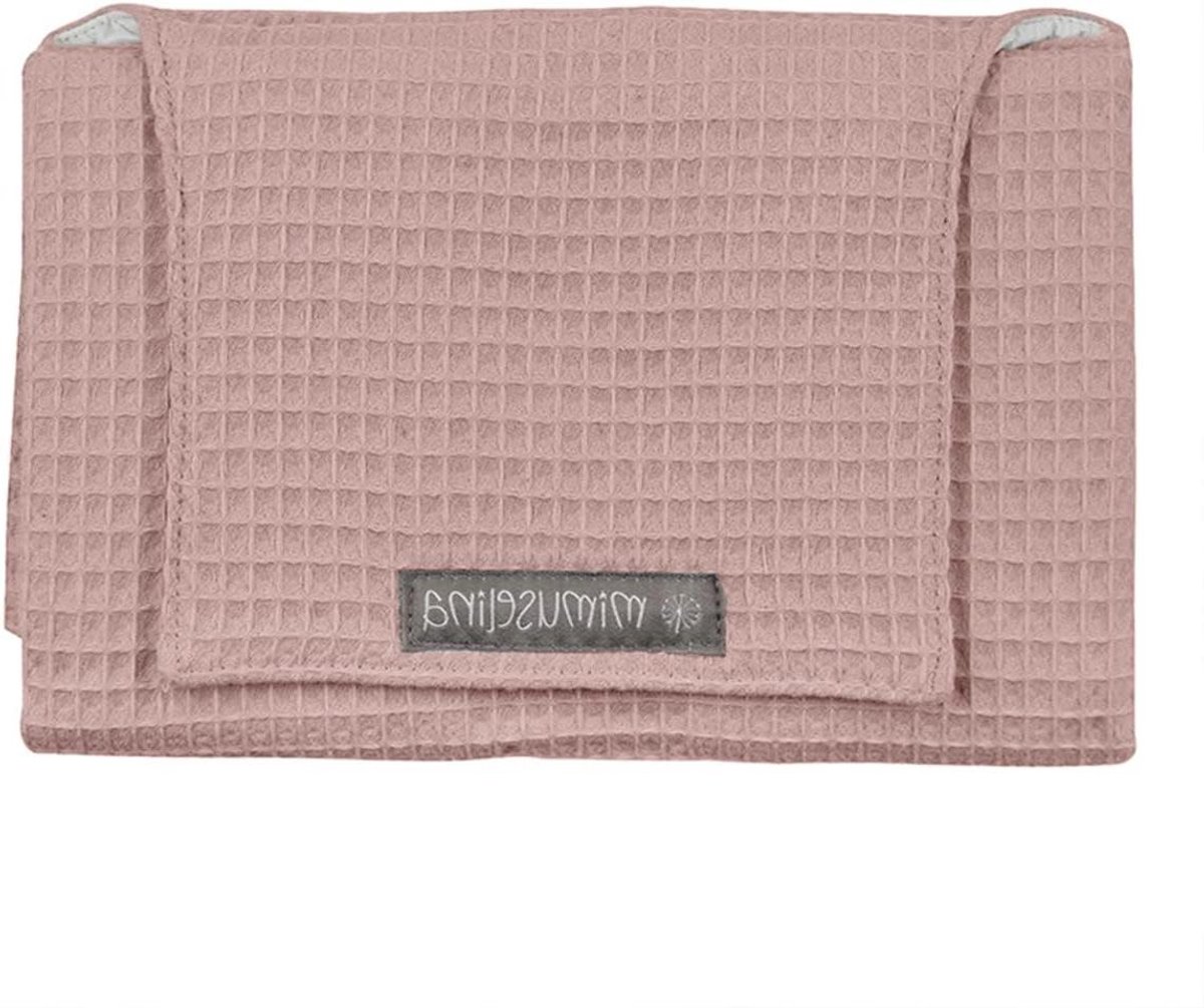 Baby Verschoonmat - Draagbare Mat - Onderweg Luiers - Waterproof Katoen - 47 x 67 cm - Roze Wafel