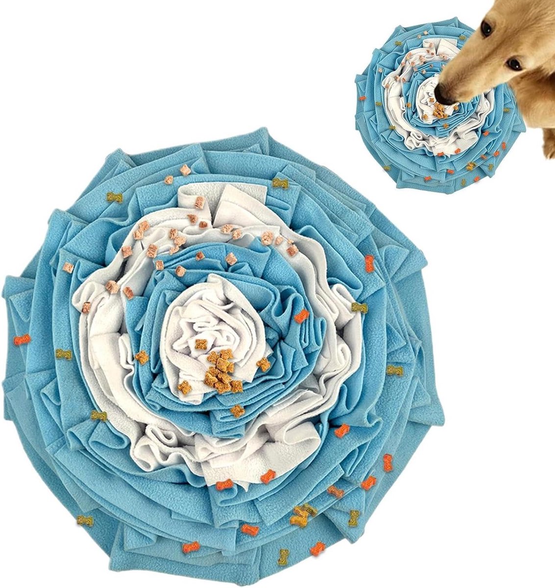 Snuffelmat Voor Honden - Interactief Speelkleed - Mentale Stimulatie - Antislip Onderkant - 45x45x2cm - Blauw en wit
